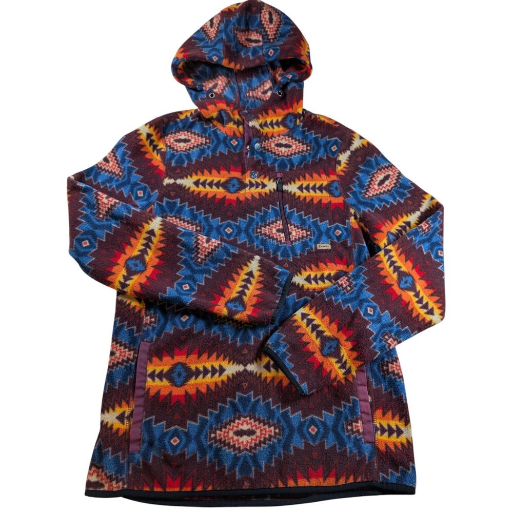 DRAVUS Aztec Southwestern Fleece Hoodie Mens Small Tribal Skate